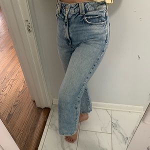 Zara High Rise Straight Leg Acid Jeans